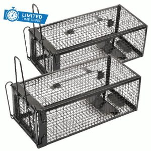 Anyhall 2-Pack Humane Live Mouse Rat Traps for Indoors and Outdoors (Black)