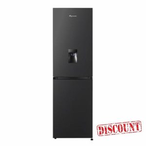 Fridgemaster MC55251DEB 55cm Freestanding 256 litre 50/50 Fridge Freezer with Non-plumbed Water Dispenser - Frost Free - LED Lighting- 4 Star Freezer Rating -Black - E Rated