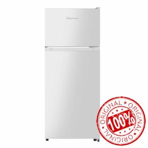 Fridgemaster MTM48120E 48cm Freestanding Top Mounted Fridge Freezer - 124-litre capacity with Adjustable Thermostat - Reversible Door - LED Lighting- 4 Star Freezer Rating - White - E Rated            [Energy Class E]