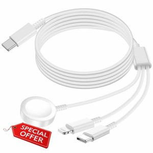 Charger for Apple Watch 3 in 1 Charging Cord for iWatch & iPhone & Android Devices Magnetic Wireless Charging Dock Compatible with iWatch Series 10/9/8/7/6/5/SE/Ultra (1.2m