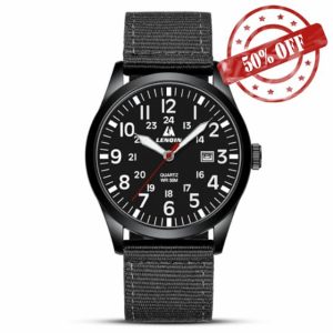 LN LENQIN Mens Watches Military Watch Field Watch Analog Quartz Watches for Men Waterproof Wrist Watches with Date Nylon Band Army Tactical Sports Watch