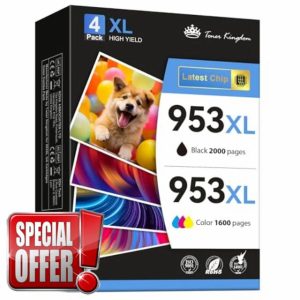 Toner Kingdom 953 XL 953XL Ink Cartridges Multipack Compatible for HP 953XL Ink Cartridges Compatible with HP Officejet Pro 7720 7740 7730 8710 8720 8210 8715 8725 8730 (Black Cyan Magenta Yellow)