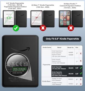 Slim PU Shell Cover Case with Auto-Wake/Sleep for Kindle Paperwhite 2021