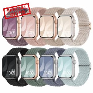Superuper 8 Pack Braided Solo Loop Compatible for Apple Watch Straps 40mm 41mm 46mm 45mm 40mm 44mm 42mm 38mm 49mm for Women Men