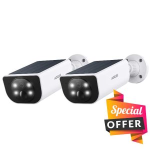 AOQEE Solar Security Camera Outdoor Wireless - 2K Battery Operated CCTV Camera Systems