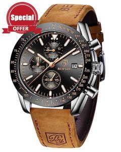 BY BENYAR Watch for Men Analog Quartz Chronograph Mens Watches 30M Waterproof Luminous Big Face Designer Dress Wrist Watches Business Work Sport Casual Fashion Watch Elegant Gift for Me