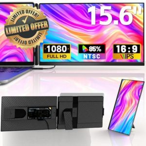 Laptop Screen Extender - 15.6" Full Screen Without Bezel Design Laptop Monitor Extender Detachable 85% NTSC 1080P IPS Dual Screen Portable Monitor
