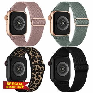 CCnutri 4 Pack Stretchy Nylon Strap Compatible with Apple Watch Straps 38mm 40mm 41mm 42mm(series 10)