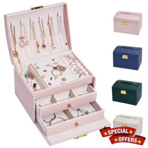 hombrima 3 Layers Travel Jewelry Box