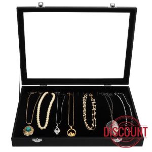 Kurtzy Necklace Holder Jewellery Box - Velvet Necklace Storage Organiser/Jewellery Storage Organiser - Black Necklace Box for Necklaces
