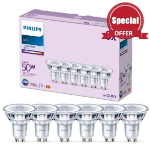 PHILIPS LED Classic Spot Light Bulb 6 Pack [Cool White 4000K - GU10] 50W