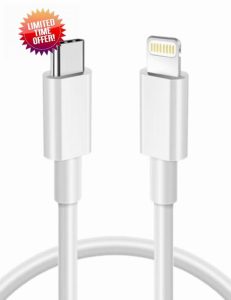 Essential Cables Direct 1m White USB C to Lightning Cable
