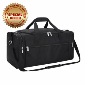 LONALIA Gym Sports Holdall Duffle Bags for Men - 21 inch Weekend Overnight Bag with Shoulder Strap (Black)