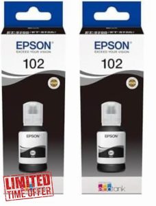 Epson EcoTank 102 Black Genuine Ink Bottle (Pack of 2)