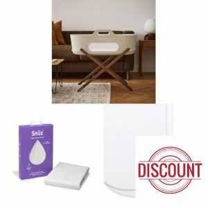 SnuzBaskit Moses Basket Bundle - Barley Moses Basket with Matress & Walnut Stand + Waterproof Mattress Protector + 2 Pack Fitted Sheets