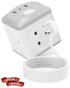 Lorrtta Cube Extension Lead with USB Slots