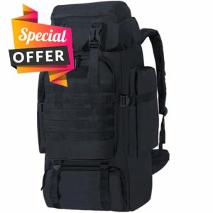 Nayubo 80L Hiking Backpack Camping Travel Daypack Waterproof Adjustable Extra Large Backpack Climbing Trekking Outdoor Sport Bag Molle Rucksack for Men Women (Black)