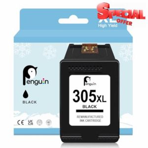 Penguin 305XL Black for HP 305 XL Compatible with DeskJet 2800e 2810e 2820e 4122e 4130e 2700e 2710e 2720e Envy 6000 6032e 6020e DeskJet Plus 4130e Envy Pro 6430 6432 Printer Ink Cartridge Replaceme