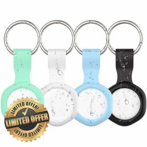 Air Tag Tracker with Waterproof Case-4 Pack White (4-color Silicon Case)