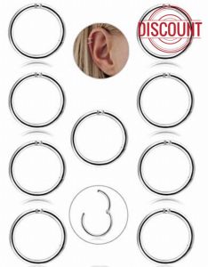 JeryWe 9 Pcs 16G Stainless-Steel-Piercing-Ring-Nose-Rings-Hinged-Hoop-Earrings