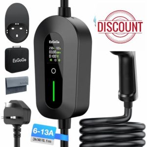 EzGoGo EV Charger Cable Type 2 to 3 Pin Plug 20Ft/6.1M Electric Car Charger 3kW