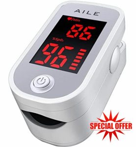 AILE Pulse Oximeter Oxygen Meter Adults Accurate Fast Easy Larger Red Screen Oxygen Monitor with Lanyard Blood Saturation Monitor -O2 Saturation Meter Pulse-Oximete