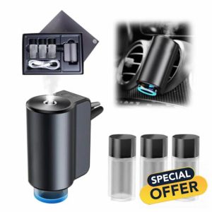 Smart Car Air Freshener Car Air Diffuser with 3 Natural Aroma Car Diffuser Three-Level Adjustable Rechargeable Smart Car Diffuser Air Freshene