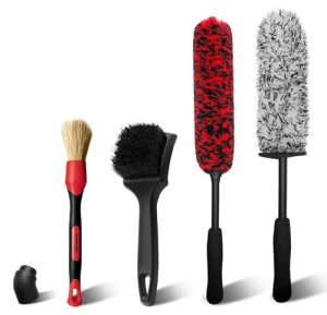 4PCS Microfiber Bendable Wheel and Rim Brush,Tire Brush and Car Detailing Brush