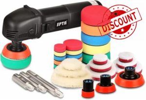 SPTA Mini Polishing Machine Buffer Rotary Polisher Auto Detailing Superpolish with 27Pcs Detail Polishing Pad Mix Size Kit Buffing Pad and 75mm