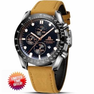 LN LENQIN Mens Watches Analog Quartz Watches for Men 30M Waterproof Men's Wrist Watches Fashion Business Watches with Date Leather Watch No Chronograph