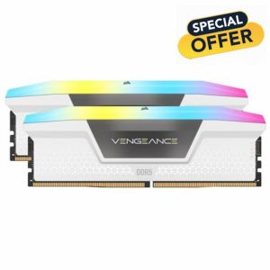 CORSAIR VENGEANCE RGB DDR5 RAM 32GB (2x16GB) 6000MHz CL30-36-36-76 1.4V AMD EXPO & Intel XMP Desktop Computer Memory – White (CMH32GX5M2B6000Z30W)