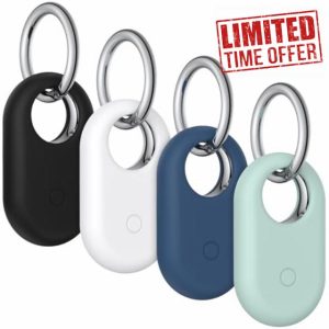 Mugust 4 Pack Silicone Smart Tag 2 Cases with Silver Keychain