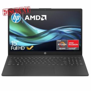 HP 15.6" Laptop | AMD Ryzen 3 7320U Processor | 8 GB RAM | 256 GB SSD | AMD Radeon Graphics | FHD Display | Up to 11hrs 15 mins battery | Win 11 | Dual Speakers | Jet Black | 15-fc0038sa
