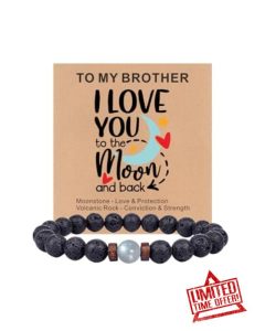 TOLOWOBK Gifts for Boyfriend Brother Moonstone Bracelet for Men Grandson Grandpa Lava Rock Bead Bracelets for Men I Love You to The Moon and Back Easter Anniversary Birthday Gifts Him
