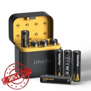 imuto AA Rechargeable Lithium Batteries of 8