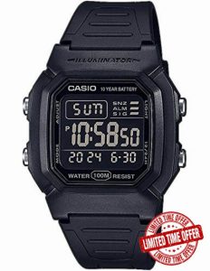 Casio Men's Digitaal Watch W-800H-1AVES – Quartz – Waterproof – Plastic Strap – Zwart 100023