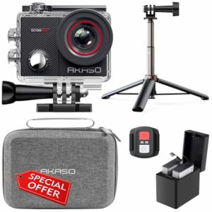 AKASO EK7000 Pro Action Camera Selfie Stick Bundle - Includes 4K30FPS EK7000 Pro Underwater Camera
