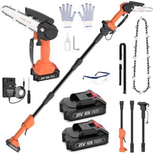 6 Inch 2 in 1 High Branch Saw & Handheld Chainsaw 3 Sections Detachable Electric Extension Pole Chainsaw