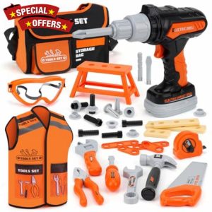 Vanplay Kids Toys Kids Tool Set Electric Drill with Tool Bag & Vest