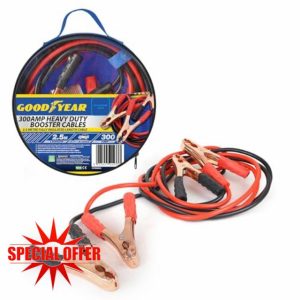 Goodyear 2.5m 300amp Hd Booster Cables-Jump Leads Long| Powerful Coil Spring Clamps| Colour-coded Clamp| Zipped Carry Bag Included| Fully Insulated Length Cable| Suitable For Cars And Vehicles 1900CC