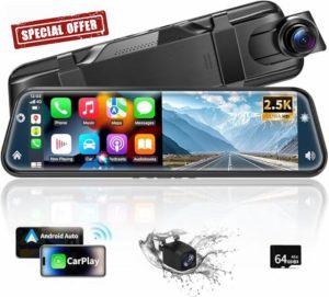 9.66" Mirror Dash Cam Front and Rear 2.5K+1080P