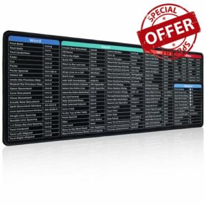 Keyboard Excel Shortcuts Mouse Mat 800x300 Large Mouse Pad with Stitched Edges Black Non-Slip Clear Printing Mousemat Multifunctional Gaming Mousepad for Home Office Computer PC Laptop Macbook