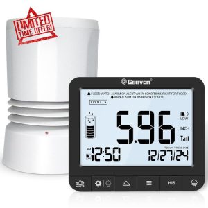 Geevon Portable Wireless Rain Gauge with Indoor Digital Display, High Precision Rainfall Measurement, Perfect for Garden and Farm Outdoor Use, Real Time Rainfall Measurement and Flood Alert System