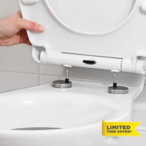 SA Products Quick Release Toilet Seat - with Soft Close & Quick Release Hinges for Easy Cleaning - Universal Bathroom Bowl Seating with Thermoset Lid