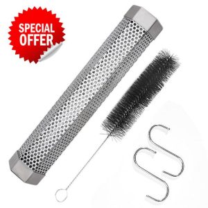 12 Inch Pellet Smoker Tube with 2Pcs S Hook and Brush