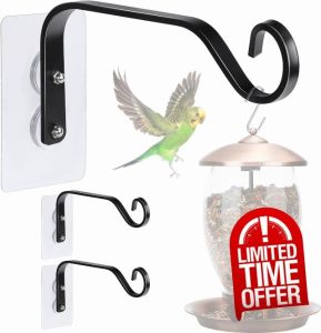 3 Pcs Window Bird Feeder Hanger Hook- Strong Load-Bearing Hanging Window Mounted Bird Feeder Hooks for Wind Chimes & Plants