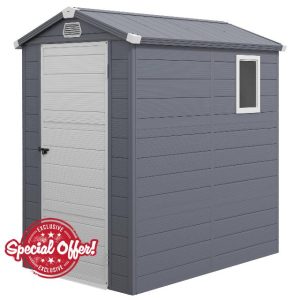 Outsunny 4 x 6ft Plastic Garden Storage Shed with Foundation Kit
