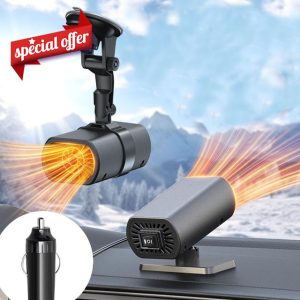 wokdsbl Mini Heater-2-in-1 Multi-Function Heater-Double Bracket 150W 12v Heater-Space Heaters for Indoor Use、Car Camping-Portable Car Heater Cigarette Lighter Plug-Quick Demister for Car Windscree