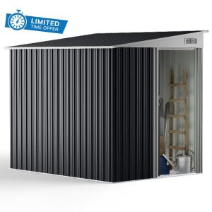 XEMQENER Lean to Garden Storage Shed with Hooks and Shelves