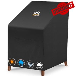 Zettum Garden Stacking Chair Covers Waterproof 600D PU Coating Outdoor Chair Covers Anti-UV Heavy Duty Garden Stackable Chair Cover